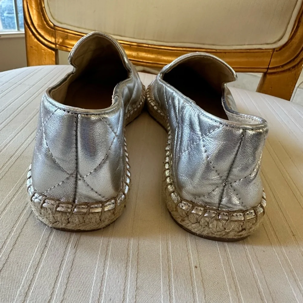 Talbots Silver Quilted Espadrille Slip-Ons New